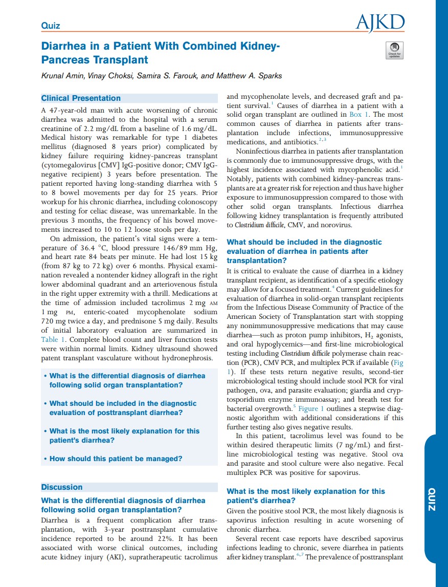 Edgar V. Lerma 🇵🇭 (@edgarvlermamd) on Twitter photo Post-transplant Diarrhea ca. 2021 from <a href="/AJKDonline/">AJKD</a> <a href="/ssfarouk/">Samira Farouk, MD, MSCR</a> <a href="/Nephro_Sparks/">Matthew Sparks, MD</a> <a href="/KrunalAmin20/">Krunal Amin</a>
#Nephpearls
👉 pubmed.ncbi.nlm.nih.gov/34303438/ Post-transplant Diarrhea ca. 2021 from <a href="/AJKDonline/">AJKD</a> <a href="/ssfarouk/">Samira Farouk, MD, MSCR</a> <a href="/Nephro_Sparks/">Matthew Sparks, MD</a> <a href="/KrunalAmin20/">Krunal Amin</a>
#Nephpearls
👉 pubmed.ncbi.nlm.nih.gov/34303438/