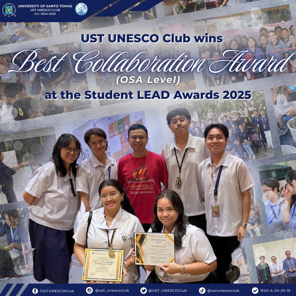 𝐖𝐞 𝐝𝐢𝐝 𝐢𝐭, 𝐔𝐔𝐂 𝐟𝐚𝐦! 🙌

We are beyond honored to share that the UST UNESCO Club has been awarded the 𝐁𝐞𝐬𝐭 𝐂𝐨𝐥𝐥𝐚𝐛𝐨𝐫𝐚𝐭𝐢𝐨𝐧 𝐀𝐰𝐚𝐫𝐝 for A.Y. 2024–2025! 🏆 💙