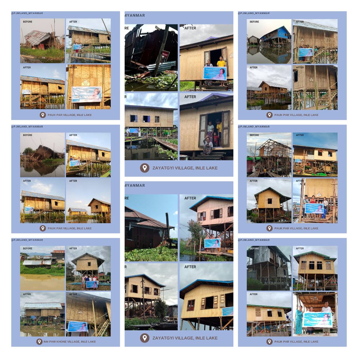 Lewat proyek "Welcome Home", <a href="/PJMLand_Myanmar/">JIMIN LAND Myanmar</a> membangun ulang 8 rumah dari korban terdampak gempa 7,7 magnitude di Inle, lengkap dengan papan sambutan dan dekorasi kucing Calico khas #JIMIN. Terima kasih atas proyek yang penuh makna ini. 🥹💛 

BE KIND BE LIKE JIMIN