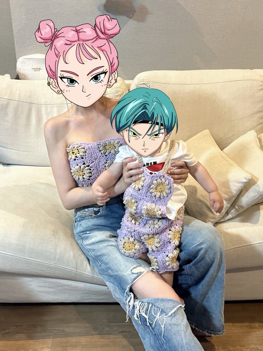お揃い編んだ👶👚