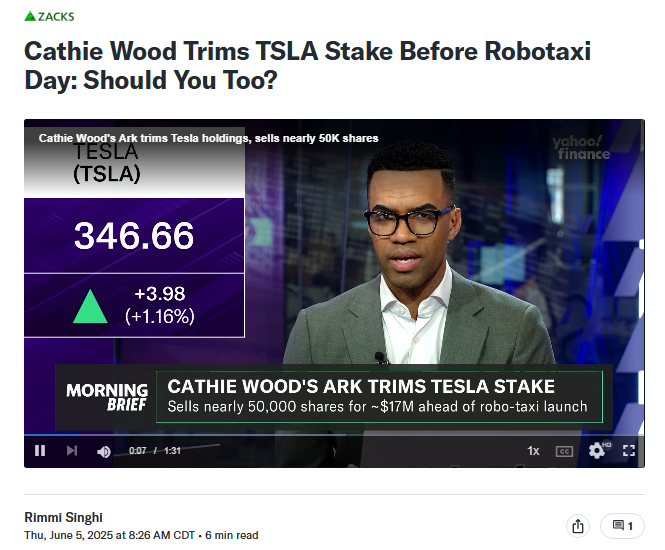 🚨 BREAKING : "Cathie Wood vende azioni Tesla per 17 milioni di dollari, ma conferma l'obiettivo di 2.600$ entro il 2030!"