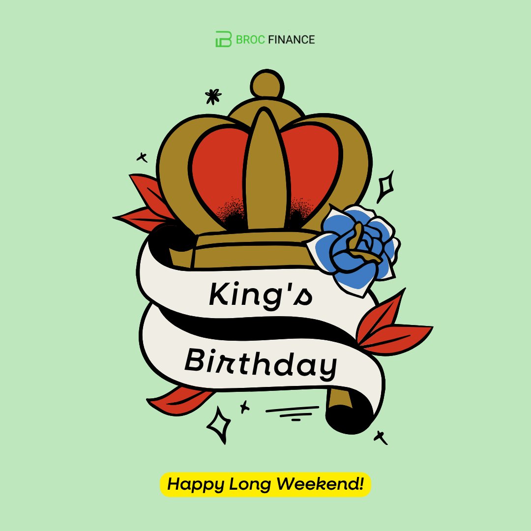 BrocFinance's tweet photo. To all the hardworking business owners out there — enjoy the long weekend and take that well-earned breather. 

From all of us at Broc Finance, have a great break!

#KingsBirthday #BrocFinance #SmallBuisinessLoans https://t.co/n7ZifX75qS