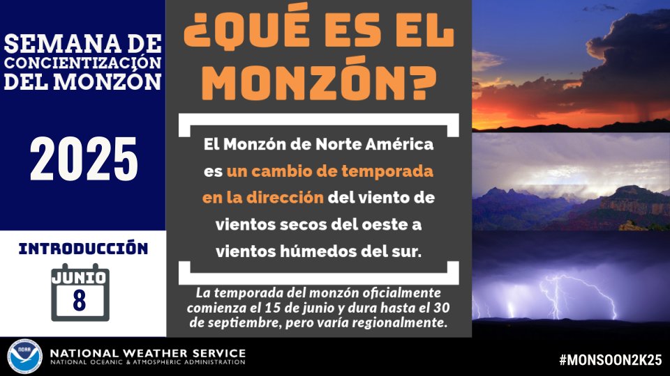 Today marks the start of Monsoon Awareness Week! ⛈️We will be sharing valuable safety information June 11-17 to keep everyone safe this monsoon season.☂️Each day, we will discuss a different weather hazard ⚠️ #Monsoon2k25