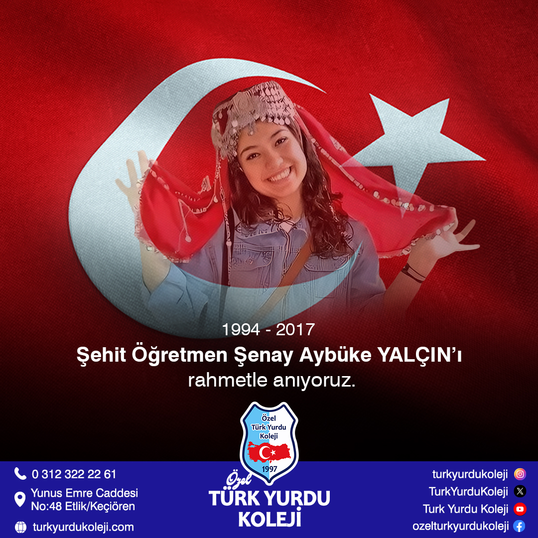 ŞEHİT ÖĞRETMEN ŞENAY AYBÜKE YALÇIN’I RAHMETLE ANIYORUZ

2017’de Batman’da hain terör örgütü tarafından alçakça katledilen Şehit Öğretmen Şenay Aybüke YALÇIN’ı şehadetinin 8’inci yıl dönümünde rahmetle anıyoruz…

Türk Yurdu Koleji