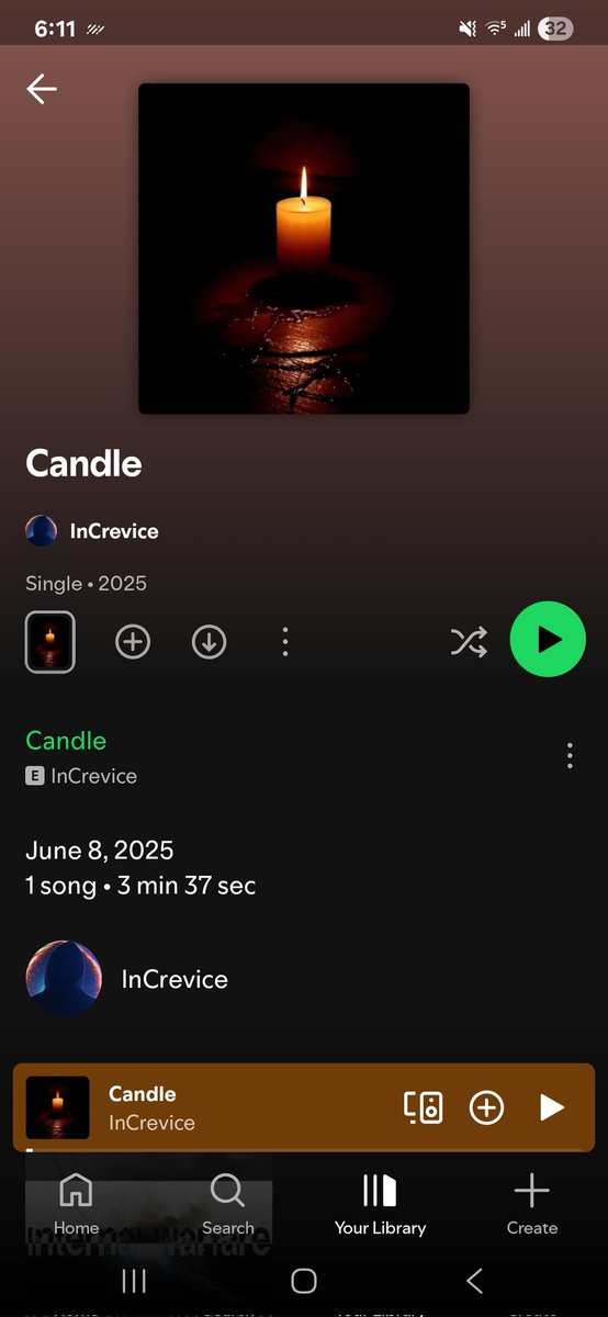"Candle" up on Spotify