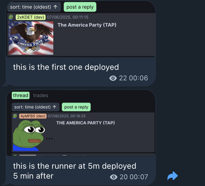 Aped the og $TAP

first one deployed on pump

ca:

82SqdUoKFiSrZxRhQcjpYX3rL7EmeobgqDFiAaYMpump

pump.fun/coin/82SqdUoKF…