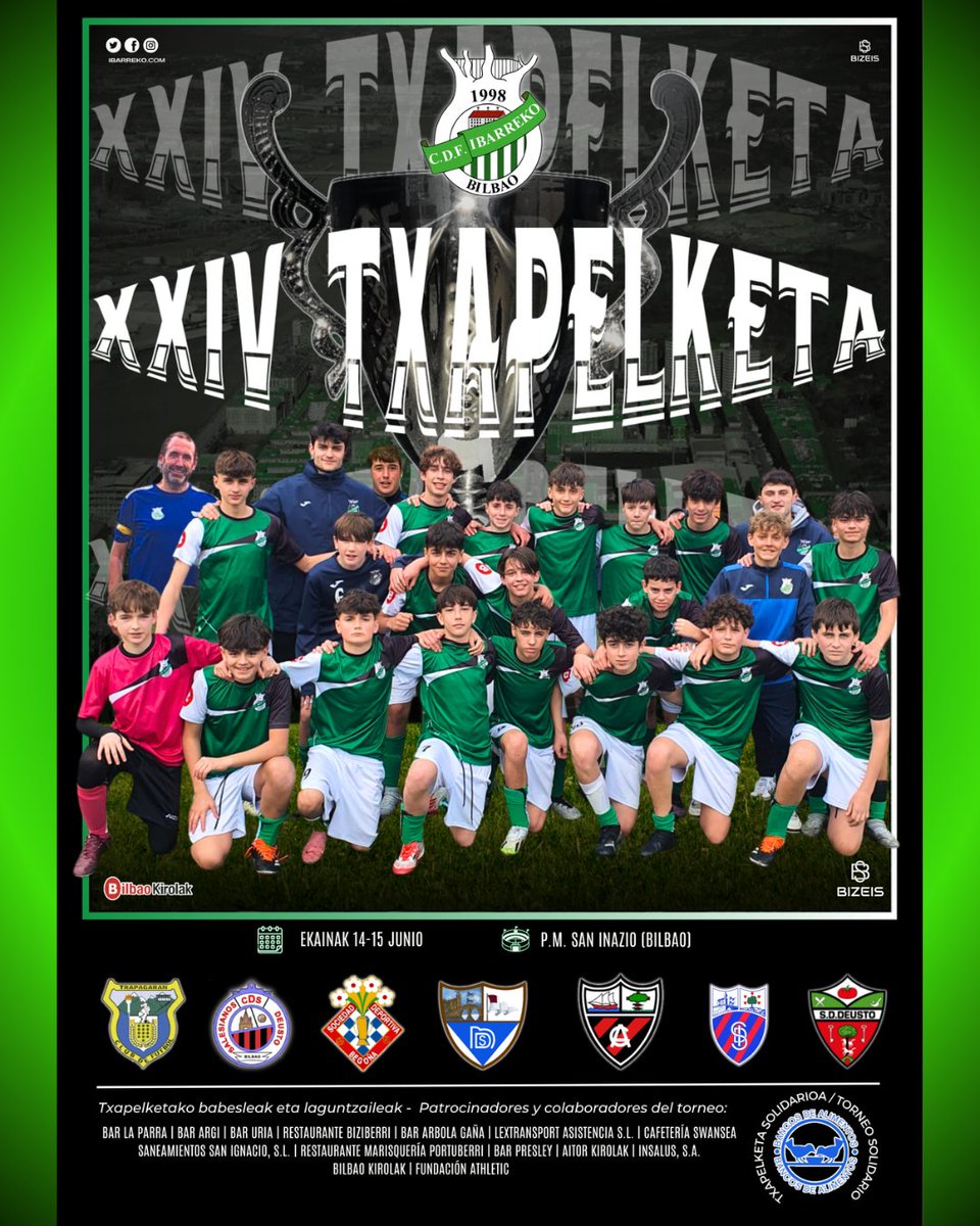 🟢⚪ 𝙓𝙓𝙄𝙑. 𝙏𝙓𝘼𝙋𝙀𝙇𝙆𝙀𝙏𝘼 𝘾.𝘿.𝙁. 𝙄𝘽𝘼𝙍𝙍𝙀𝙆𝙊 🟢⚪
C.D.F. IBARREKOren Haur Txapelketaren astean gaude... 

Eskerrik asko!! 👍🏽💪🏽
#Ibarreko 🟢⚪