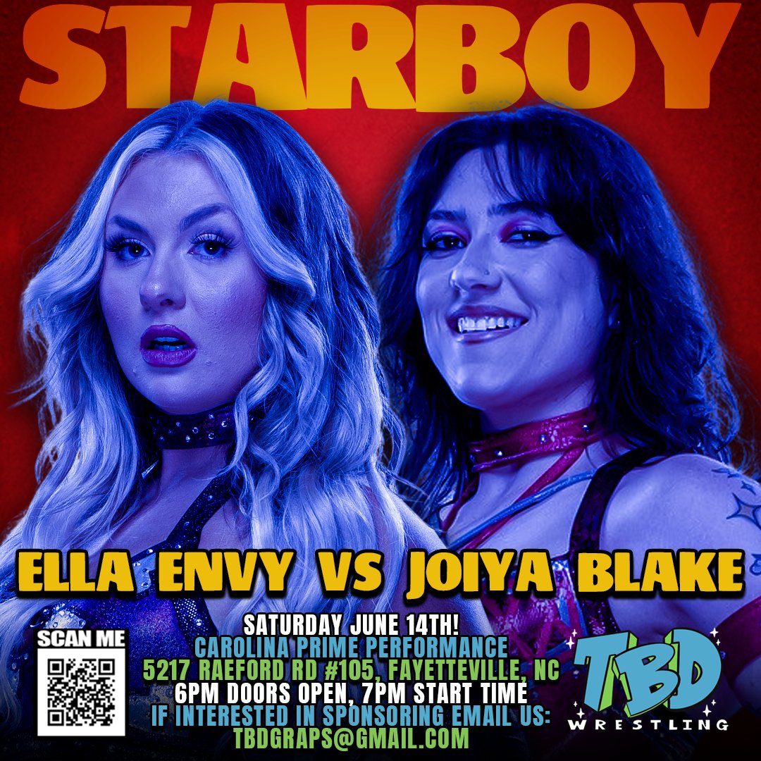 🚨 MATCH ANNOUNCEMENT! 🚨

After refusing to wrestle in Jacksonville, North Carolina during her "It Girl Invitational", <a href="/ellaenvypro/">Ella Envy💅🏻</a>'s open challenge was accepted for Fayetteville, North Carolina!

Who answered the call? It was none other than Joiya Blake! She looks to make her