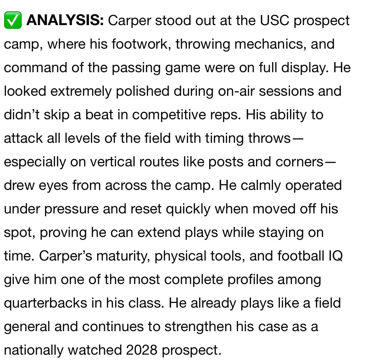 Jaxson Carper (@jaxsoncarper) on Twitter photo Thank you <a href="/sixstarfootball/">Six Star Football | PLUS+</a> for the write up from the <a href="/uscfb/">USC Football āļø</a> camp
<a href="/CoachDanny10/">Danny Hernandez</a> <a href="/thrilll_32/">Troy Hill</a> <a href="/SeraphFootBall/">St. Bonaventure Football</a> <a href="/JWhitetheCoach/">Jay White</a>
<a href="/MathisGaius/">Gaius D. Mathis</a> <a href="/BrandonHuffman/">Brandon Huffman</a> Thank you <a href="/sixstarfootball/">Six Star Football | PLUS+</a> for the write up from the <a href="/uscfb/">USC Football āļø</a> camp
<a href="/CoachDanny10/">Danny Hernandez</a> <a href="/thrilll_32/">Troy Hill</a> <a href="/SeraphFootBall/">St. Bonaventure Football</a> <a href="/JWhitetheCoach/">Jay White</a>
<a href="/MathisGaius/">Gaius D. Mathis</a> <a href="/BrandonHuffman/">Brandon Huffman</a>