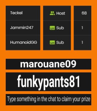 Another great stream yesterday!! 🔥Thanks for the love and support! ❤Special thanks to these amazing streamers: <a href="/Teckel_on_Kick/">Teckel</a> Jammin247 and HumanoidGG
Congratulations to the winners marouane09 (5 subs) and funkypants81 (2800 vbucks)!
<a href="/KickCommunity/">Kick Community</a> <a href="/KickStreaming/">Kick</a>