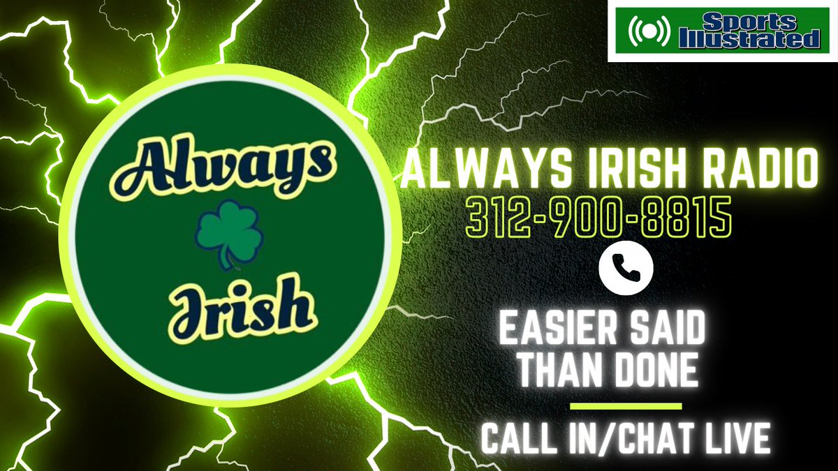 Always Irish ☘️ (@alwaysirishinc) on Twitter photo ☘️#NotreDame Call In/Chat LIVE☘️
✅mon9amCT
✅312-900-8815
<a href="/JackSacco/">Jack Sacco</a> <a href="/StadiumDude/">Chipster</a> <a href="/craiGo574/">crai Go☘️</a> <a href="/ldock93/">Lawrence Dockery</a> <a href="/Kev11Elev/">Kevin</a> <a href="/Bif_13/">Brandon Fry ☘️🇺🇸</a> <a href="/Adam_Dowling1/">Adam Dowling</a> <a href="/marcwithglasses/">marcwithglasses</a> <a href="/pdh3767/">Phil Haag</a>
⬇️
youtube.com/live/LtVmO9SYC… ☘️#NotreDame Call In/Chat LIVE☘️
✅mon9amCT
✅312-900-8815
<a href="/JackSacco/">Jack Sacco</a> <a href="/StadiumDude/">Chipster</a> <a href="/craiGo574/">crai Go☘️</a> <a href="/ldock93/">Lawrence Dockery</a> <a href="/Kev11Elev/">Kevin</a> <a href="/Bif_13/">Brandon Fry ☘️🇺🇸</a> <a href="/Adam_Dowling1/">Adam Dowling</a> <a href="/marcwithglasses/">marcwithglasses</a> <a href="/pdh3767/">Phil Haag</a>
⬇️
youtube.com/live/LtVmO9SYC…