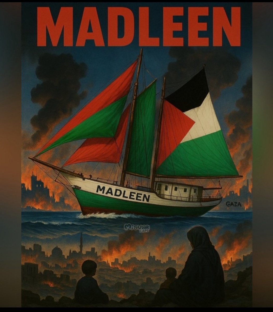 Bu Geminin yükü çok ağır çünkü İnsanlığın Onurunu taşıyor..
#WeAreMadleen #Gazze #Palestine