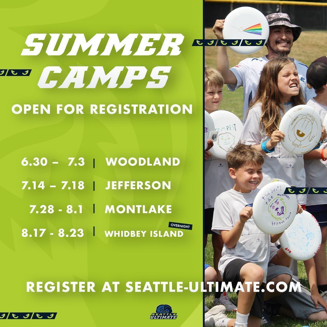 Summer Camp registration is open!

Register: buff.ly/3u9Jgsi 

📅 - Camp A: June 23- July 3 @ Woodland Park
📅 - Camp B: July 14-18 @ Jefferson Playfield
📅 - =Camp C: July 28-Aug 1 @ Montlake Playfield
📅 - Overnight: August 17-23 @ Whidbey Island