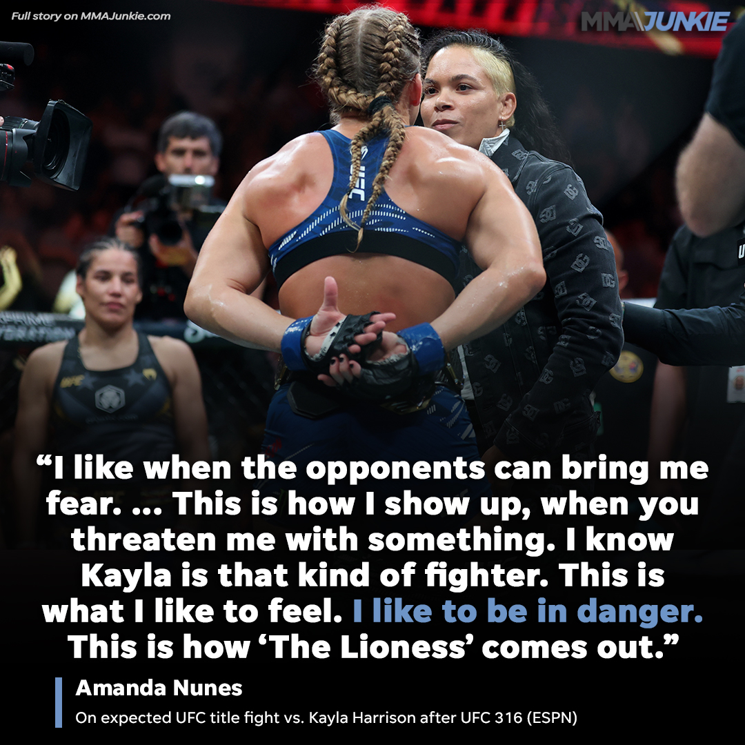 Amanda Nunes embraces the danger of Kayla Harrison in her #UFC316 comeback fight 🦁