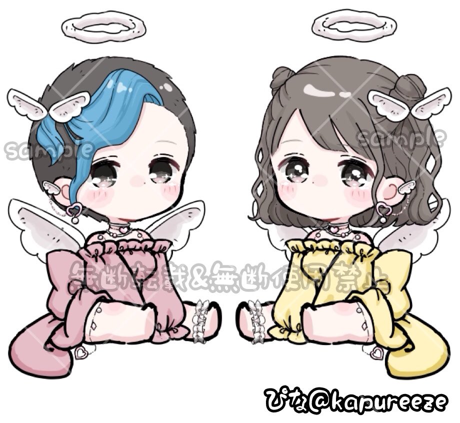 kapureeze's tweet photo. ✧ご依頼✧

しぇりぴ様【#o7l4_bbdbbdboo 】からのご依頼で、天使ちゃんお2人描かせていただきました🪽✧*。

ふわふわお団子ヘアーと、羽で髪を持っているようなヘアアレンジ♡⡱どちらもとってもｷｭｰﾄに仕上がりました🥹✨

今回も嬉しすぎるご依頼本当にありがとうございました🙇‍♀️💖

#量産依頼 https://t.co/sU2LycDG0X