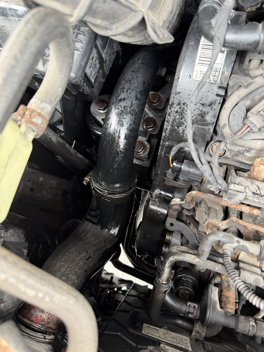 Well, I’ve had a bit of a disaster with my VW Transporter today. Just had a new turbo intercooler fitted, but this happened after a Sunday drive. Oil all over the place and it was smoking its arse off. Glad I managed to crawl home.