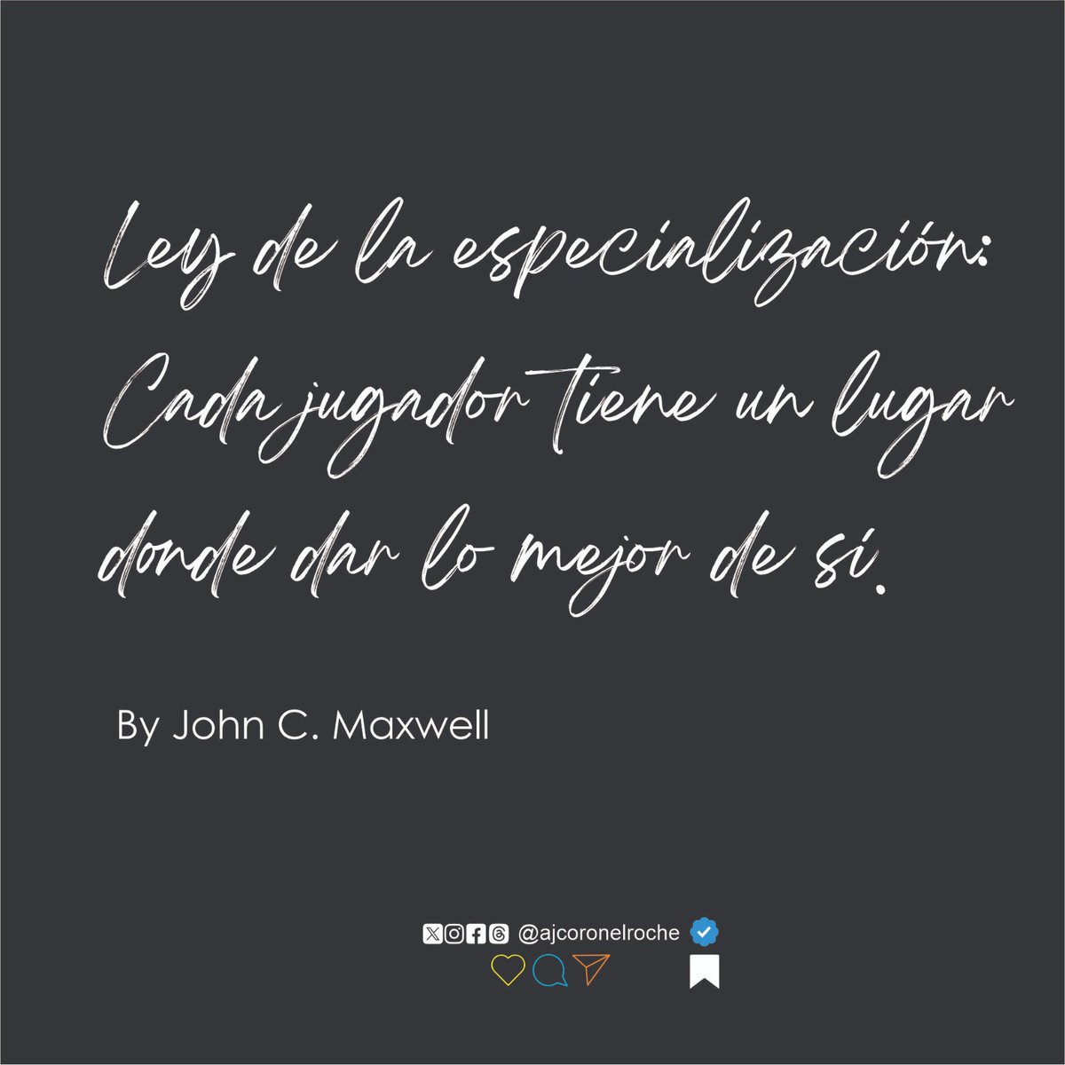 ajcoronelroche's tweet image. 🧠  Sí usted fuera un líder del mundo libre, ¿Cómo decidiría que trabajo dar a alguien que puede realizarlos todos con calidad, incluyendo el suyo?

📚 #Lectura Las 17 Leyes Incuestionables del Trabajo en Equipo.

#08Jun