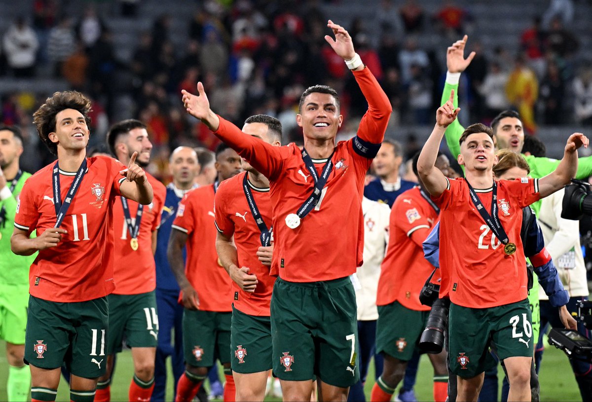 Portugal win the Nations League after a 5-3 shootout victory over Spain. Final finished 2-2 after extra-time with Cristiano Ronaldo scoring the equaliser and Ruben Neves the winning penalty. 🇵🇹