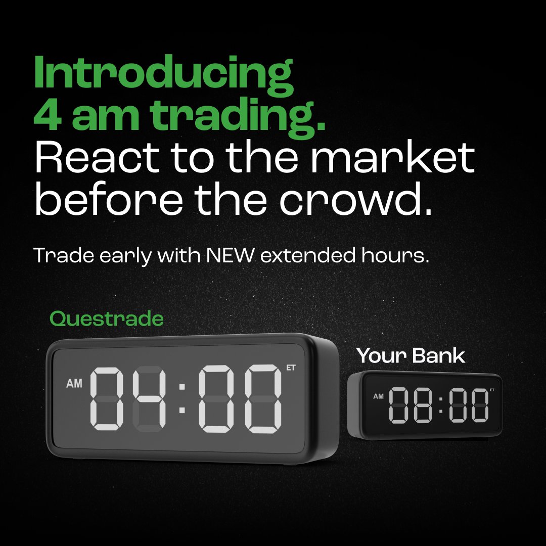 Introducing 4am trading! ⏰ Global news doesn't wait for the opening bell. React quickly to off-hour, market-moving events with extended 4:00 AM trading, four hours before the big banks. 
 
Learn more about pre and post market trading at: bit.ly/3FDeow5