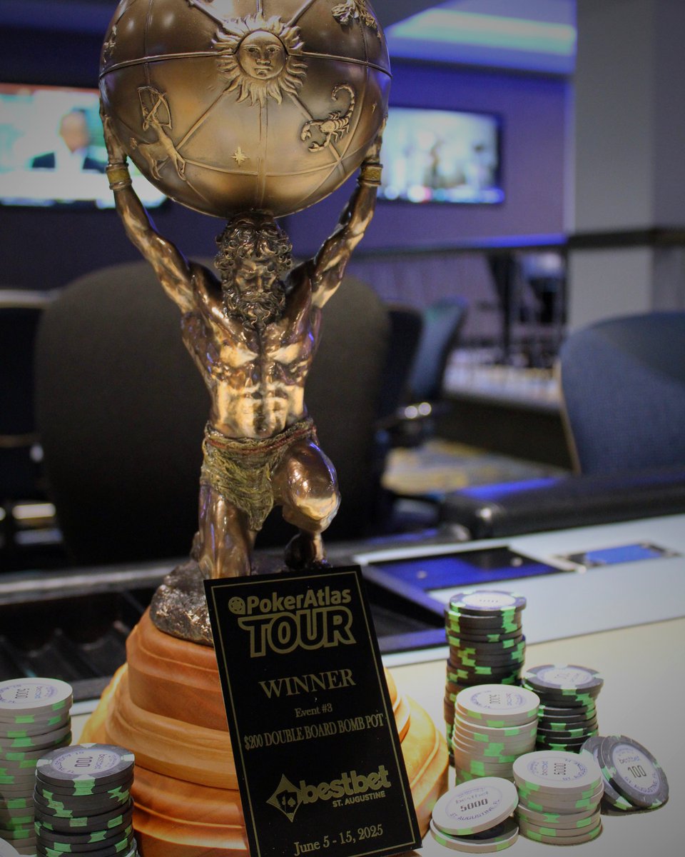 bestbet Poker Room (@bestbet_jax) on Twitter photo PokerAtlas Tour Event 3 begins tomorrow, June 9, at noon 💣 $200 Double Board Bomb Pot, NLH/PLO 💣 at bestbet St. Augustine.
Are you taking home the trophy? 🏆💰
<a href="/PokerAtlas/">PokerAtlas</a> <a href="/PokerAtlasTour/">PokerAtlasTour</a>
#bestbetSTA #pokeratlas #pokeratlastour #doubleboard #bombpot PokerAtlas Tour Event 3 begins tomorrow, June 9, at noon 💣 $200 Double Board Bomb Pot, NLH/PLO 💣 at bestbet St. Augustine.
Are you taking home the trophy? 🏆💰
<a href="/PokerAtlas/">PokerAtlas</a> <a href="/PokerAtlasTour/">PokerAtlasTour</a>
#bestbetSTA #pokeratlas #pokeratlastour #doubleboard #bombpot