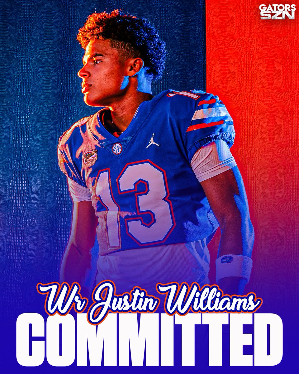 Florida Gators ๐๐ฅ (@gatorsszn) on Twitter photo BREAKING: Four-Star WR Justin Williams has COMMITTED to the Florida Gators per <a href="/Hayesfawcett3/">Hayes Fawcett</a> ๐
Williams is a Top 200 prospect and a Top 30 WR ๐ฅ
Gator boys stay HOT ๐ฅต BREAKING: Four-Star WR Justin Williams has COMMITTED to the Florida Gators per <a href="/Hayesfawcett3/">Hayes Fawcett</a> ๐
Williams is a Top 200 prospect and a Top 30 WR ๐ฅ
Gator boys stay HOT ๐ฅต
