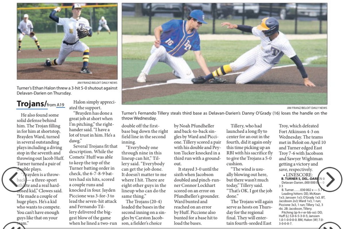 Come Cheer 🎉🎊for #15 and Beloit Turner Baseball ⚾️ Team at Sectionals on Tuesday, June 10th at Wisconsin Dells High School!!

Game 1: Turner vs. Edgerton at 1:00pm
Game 2: Winner of the Lodi vs. Reedsburg 4:00pm 

**Since this is a playoff game, there will be an admission