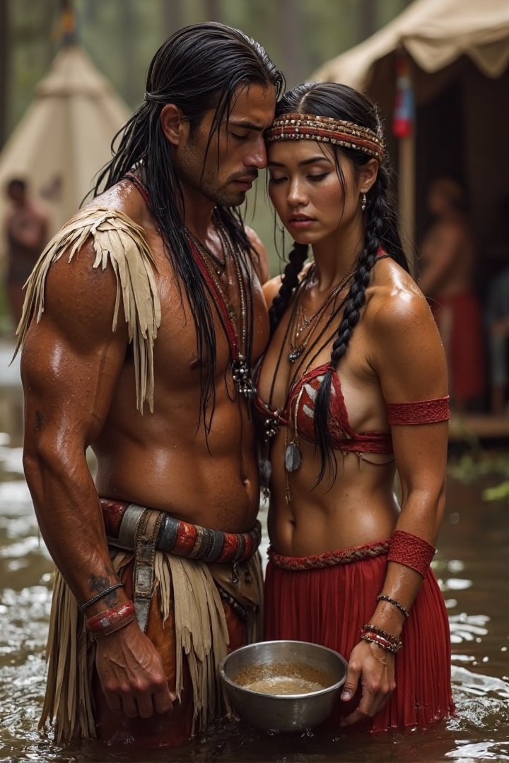 A Sacred Bath Before the Bond

In the sacred waters, the maiden is bathed—
her attendants gentle as the dawn breeze,
cleansing her limbs with tender reverence,
preparing her for the sacred union to come.

They wrap her in garments of snow-washed white,
and weave wildflowers