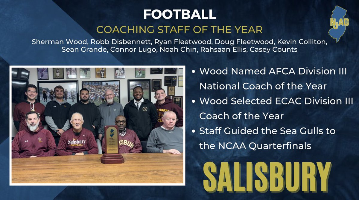 Today, Coach Wood and SyRus McGowan proudly represented our team at the annual NJAC Awards Banquet. Honored to have our program recognized among the conference’s best. 

#GoGulls #GoldPride