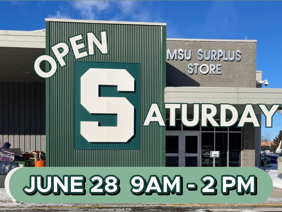 MSU Surplus Store (@msu_surplus) on Twitter photo Join us at the end of the month for a special Saturday Surplus Store sale day! Join us at the end of the month for a special Saturday Surplus Store sale day!