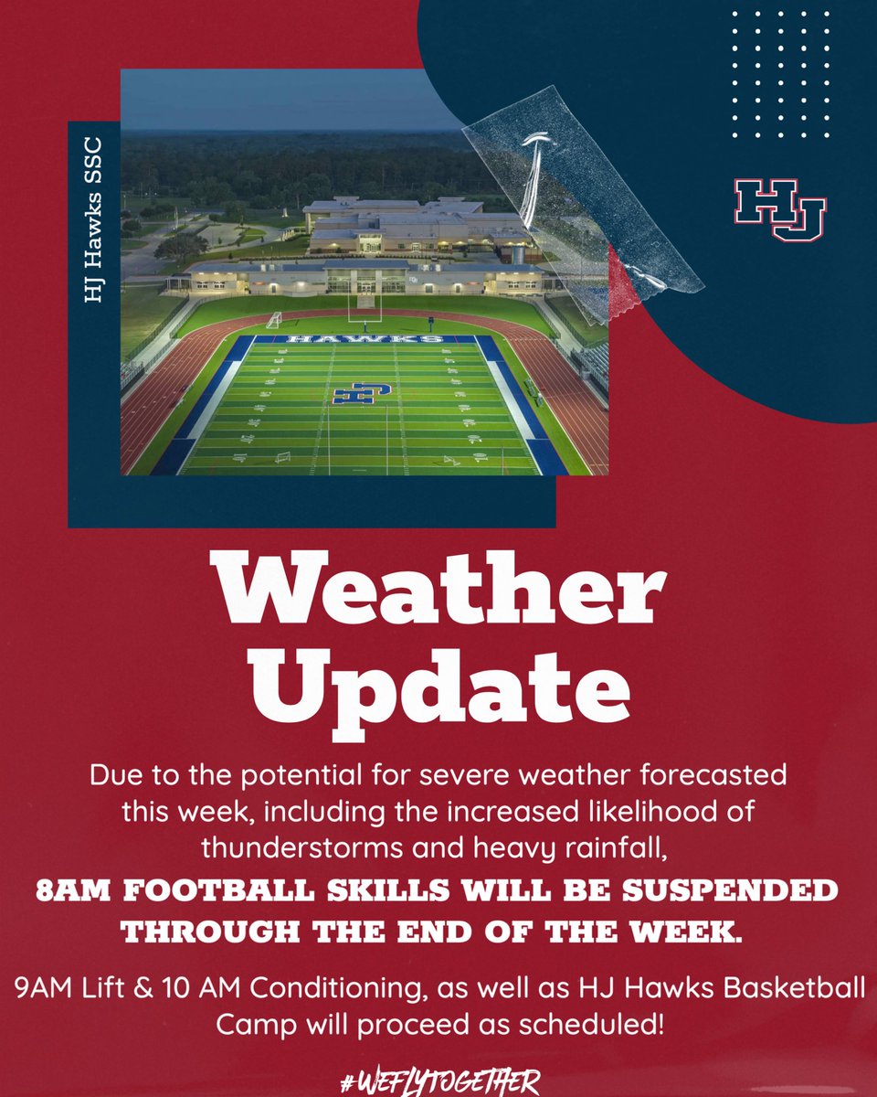 No Football Skills this week - Lift &amp; Conditioning will proceed as scheduled!
#WeFlyTogether🦅
