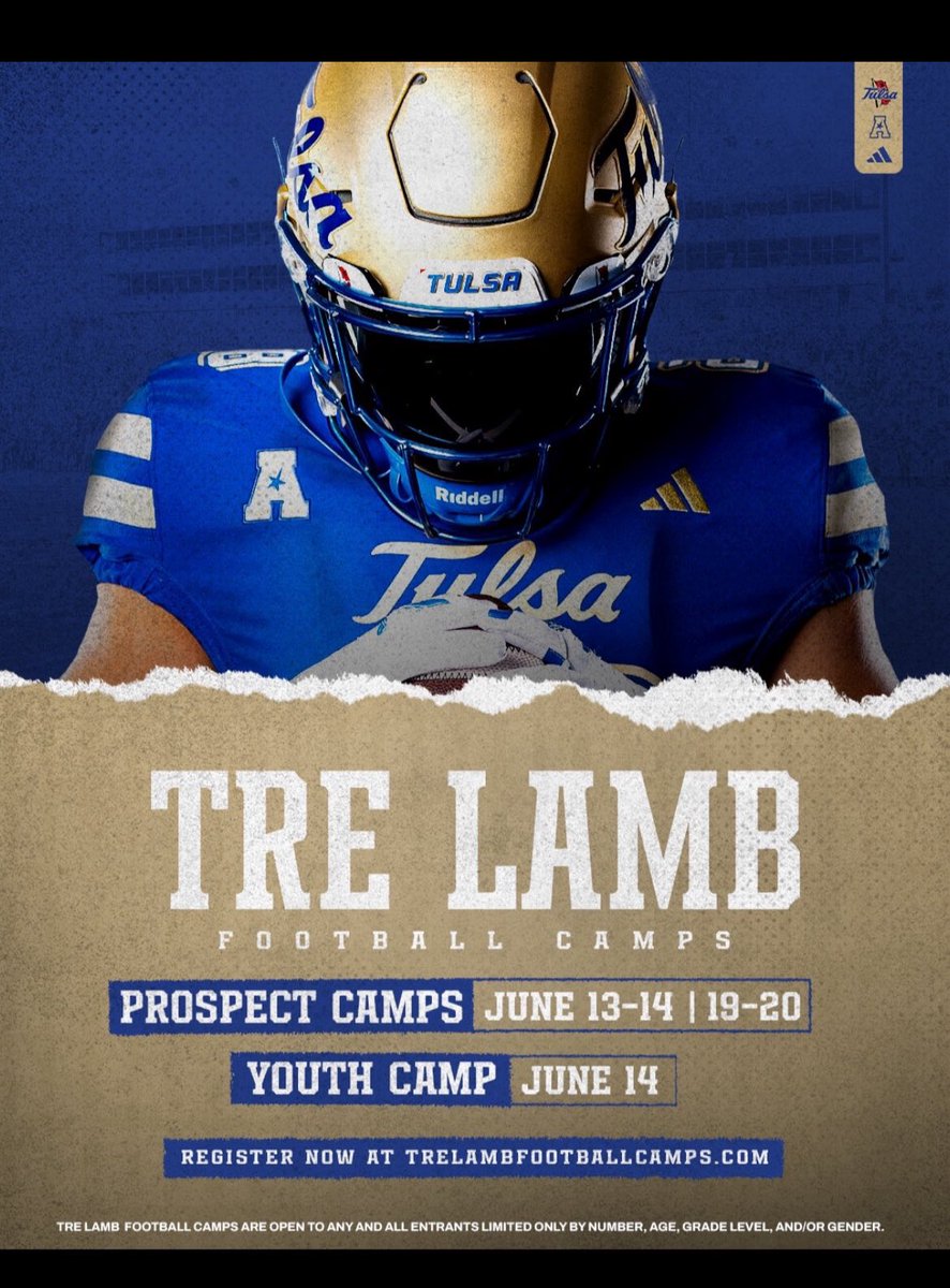 Isaiah Anderson Jr (@iam_zayanderson) on Twitter photo I’ll be at <a href="/TulsaFootball/">Tulsa Football</a> prospect camp June 20th. Can’t wait to work and compete.
<a href="/THillBAFootball/">Travis Hill</a>
<a href="/coachtwin_84/">Darnell whitaker</a>
<a href="/Liltwin_84/">Coach Dwayne W.</a>
<a href="/TheCoachJoShow/">Prentice</a>
<a href="/BrokenArrowFTBL/">Broken Arrow Football</a>
<a href="/PrepRedzoneOK/">Prep Redzone Oklahoma</a> I’ll be at <a href="/TulsaFootball/">Tulsa Football</a> prospect camp June 20th. Can’t wait to work and compete.
<a href="/THillBAFootball/">Travis Hill</a>
<a href="/coachtwin_84/">Darnell whitaker</a>
<a href="/Liltwin_84/">Coach Dwayne W.</a>
<a href="/TheCoachJoShow/">Prentice</a>
<a href="/BrokenArrowFTBL/">Broken Arrow Football</a>
<a href="/PrepRedzoneOK/">Prep Redzone Oklahoma</a>
