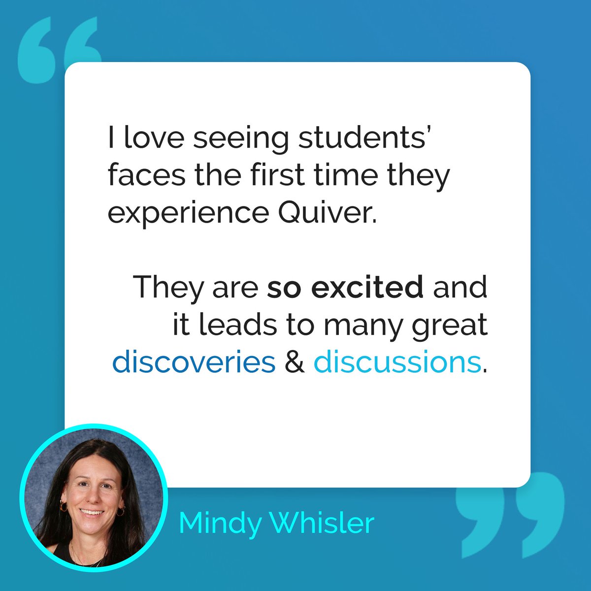 quivervision's tweet image. ✨Teacher Testimonial! ✨ Mindy uses Quiver pages in her 3rd grade classroom to inspire meaningful dialogue and exchange. Thanks for your feedback, Mindy!📖

#AugmentedReality  #edtechrevolution  #teacher  #classroom  #Education  #STEM  #school  #kidsbooks  #Creative