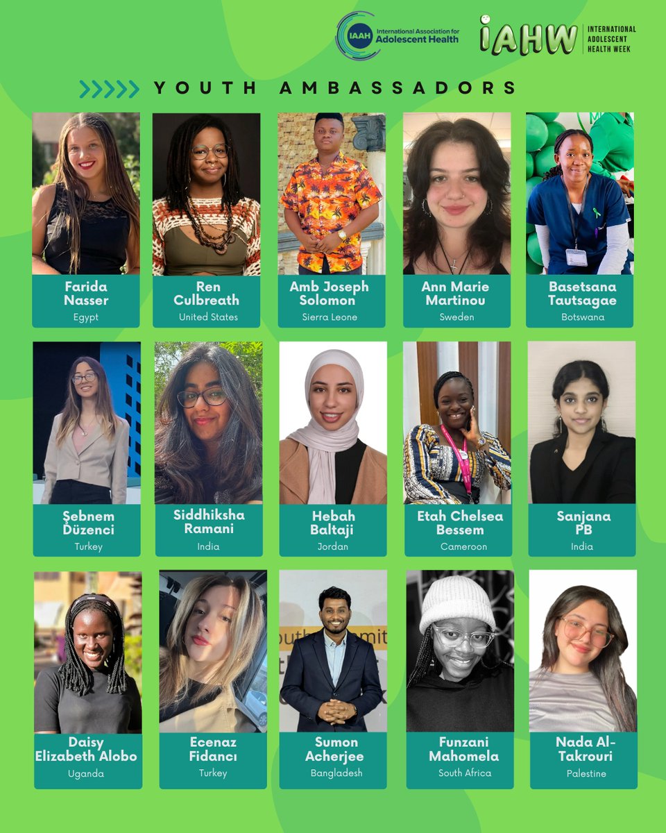 IAHW_IAAH's tweet image. Introducing our Youth Ambassadors for 2025!
#iahw #iahw2025 #InternationalAdolecentHealthWeek