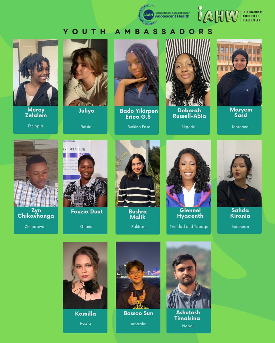 IAHW_IAAH's tweet image. Introducing our Youth Ambassadors for 2025!
#iahw #iahw2025 #InternationalAdolecentHealthWeek