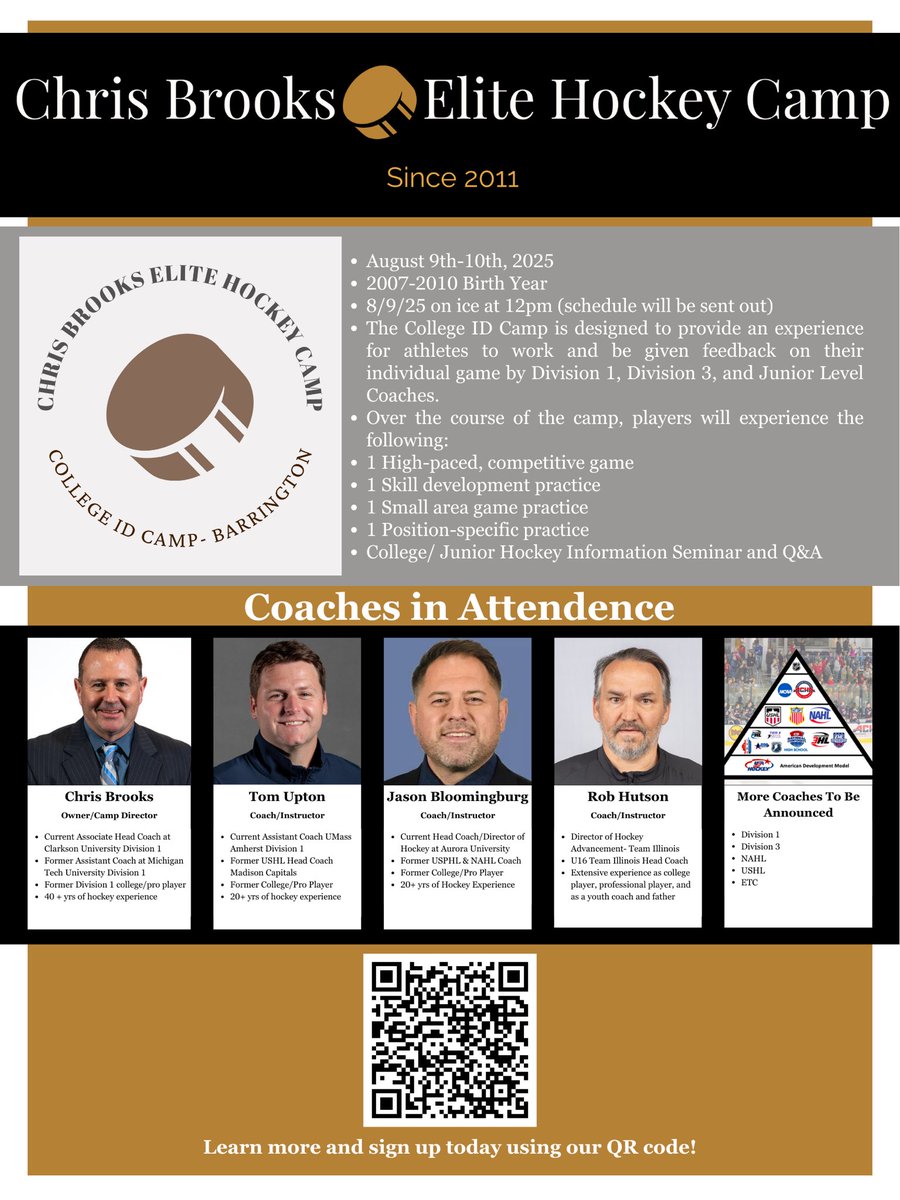 Just under two months away. Register at chrisbrookselitehockeycampllc.com