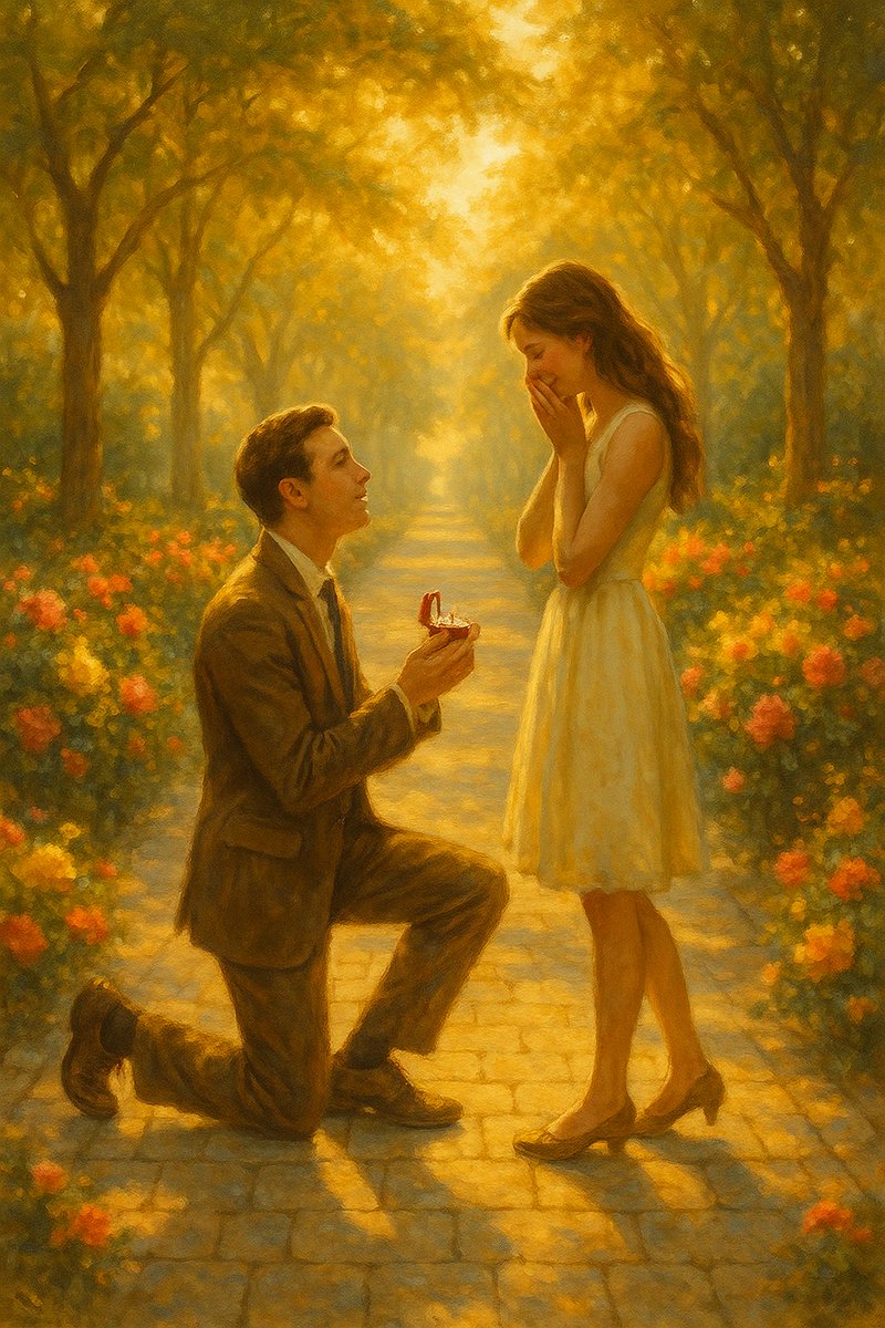 “Marry Me, Marry Me”
 Run to run, for fun—for everyone!

The sun casts its rays on us all our days.
Its light is love that blooms the flower’s grace,
And warms my soul in its soft embrace.

There you are, my darling—so pretty!
Your eyes are winkling, my heart is twinkling,
Caught