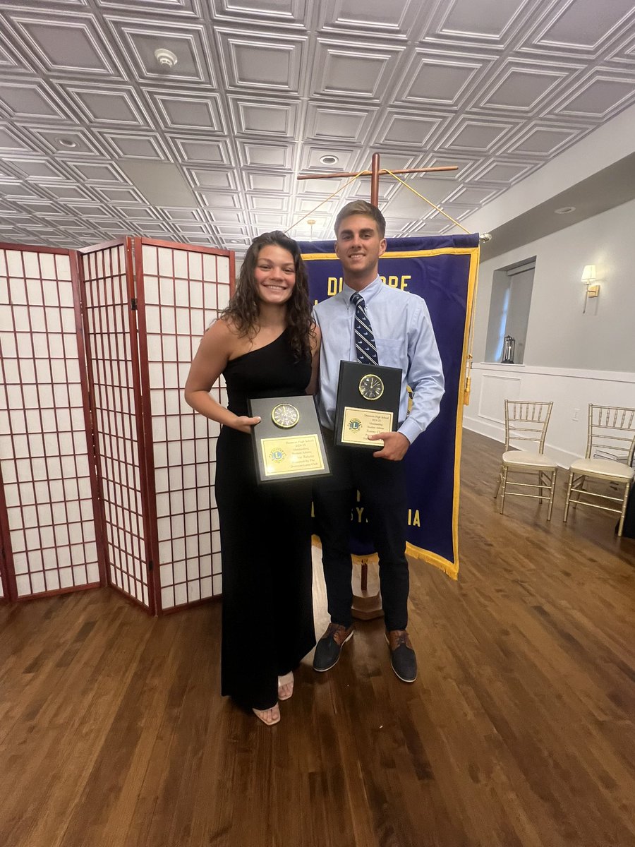 PICTURED FROM LEFT TO RIGHT:  Daniel Malos Penn State Scranton Award Winner, Dunmore Lions Club Most Outstanding Female Athlete Sophia Talutto and Dunmore Lions Club Most Outstanding Male Athlete Tommy Clark. #BeGreatForSonny #BuckPride #LetsGoBucks ❤️💙🦌🏀⚽️🏃‍♂️