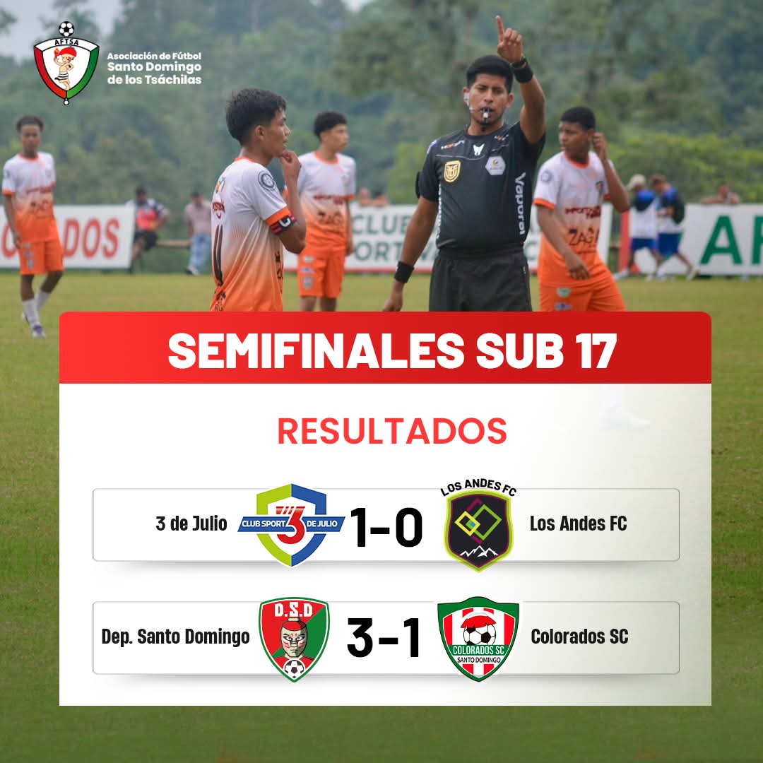 Resultados Sub 17
Semifinales 
@Clubsport3dejulio y <a href="/deportivo_SDofi/">Deportivo Santo Domingo</a> jugarán la final.