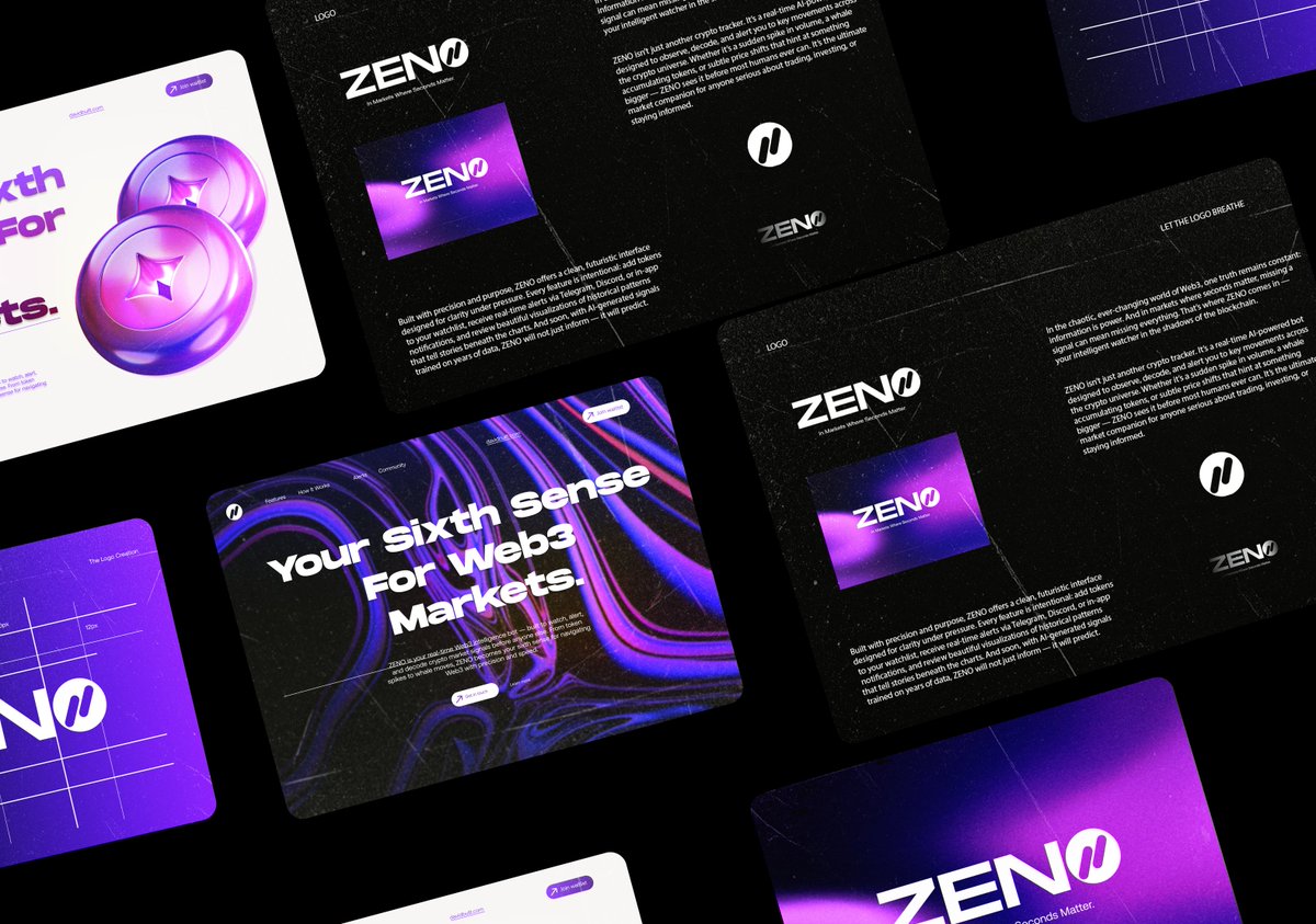DaveBuilt's tweet photo. Designing is something I truly enjoy — and the idea of not doing it? Not possible.

We learn. We act. We showcase.

This is ZENO — my latest project where I poured in everything:

🔹 Branding
🔹 Logo creation
🔹 Visual identity
🔹 UI design (light + dark mode)

Every part taught me something. Every pixel had purpose.

Key Lesson Today:

 Don’t show up halfway.
Use all your skills, give 100%, and greatness follows.

Feedbacks are much appreciated

#BuildInPublic #Figma #Web3 #CryptoDesign #UIDesign #DesignProcess #YoungDesigner