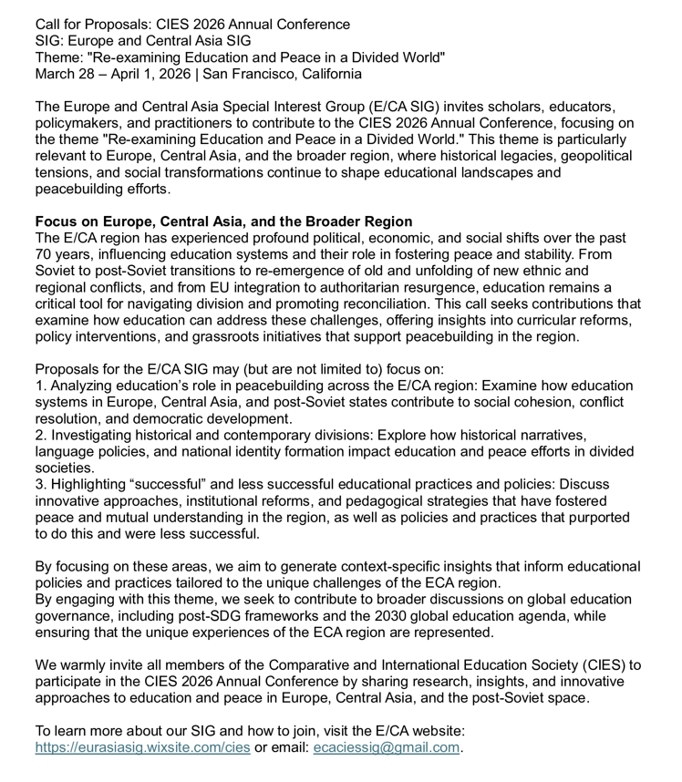 Here is a detailed call for CIES 2026 proposals from our own SIG!