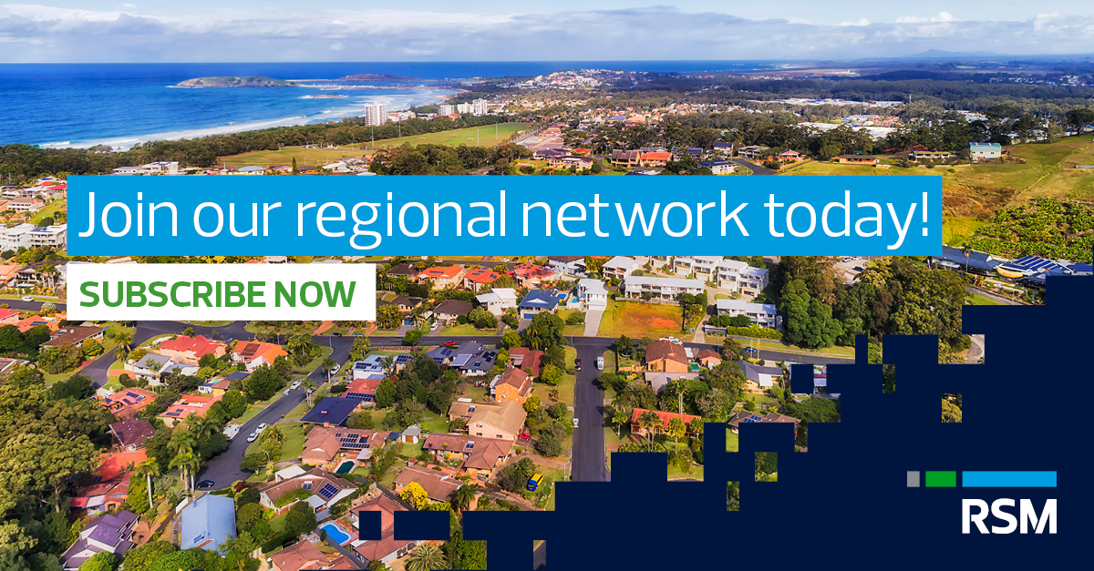 Be a part of RSM's regional community by subscribing to The Full Account 📬 Get exclusive access to local news, updates, and valuable insights tailored to your market 👉 ow.ly/Pf3450VVp3k  

#RegionalAustralia #TheFullAccount #StayInformed #GlobalCommunity