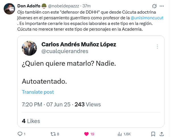 Me acabo de enterar que <a href="/cualquierandres/">Carlos Andrés Muñoz López</a> es empleado de la Universidad Simón Bolívar, la misma de Barranquilla. Son datos, y hay que darlos...