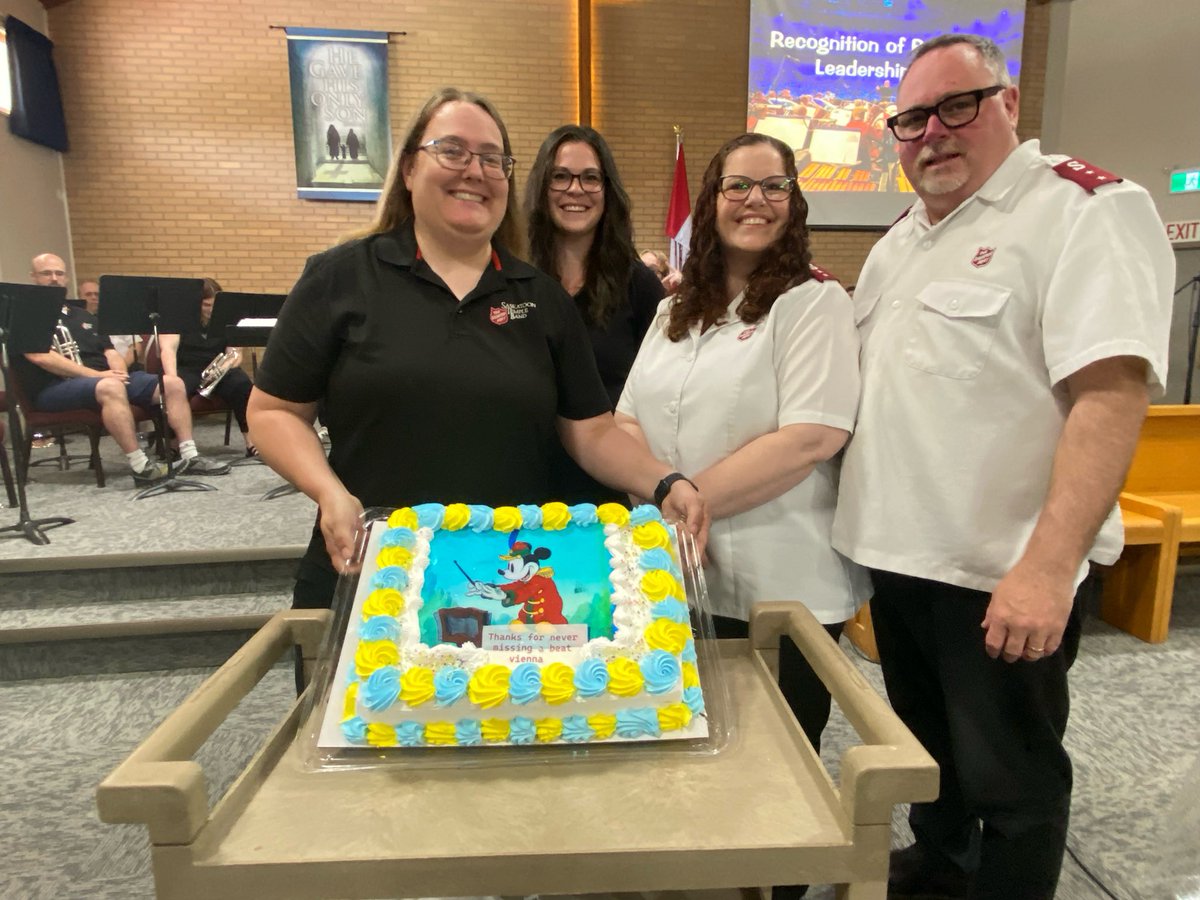 TSASaskatoon's tweet photo. This morning #TSASaskatoonTemple recognized Vienna Sawatzky’s many years of service as Bandmaster &amp; we thanked her for her contribution to our music program. Vienna has now passed the baton to Sarah Ward who will be assuming the position of Bandmaster. Welcome to the team, Sarah! https://t.co/dfavcVqrWn