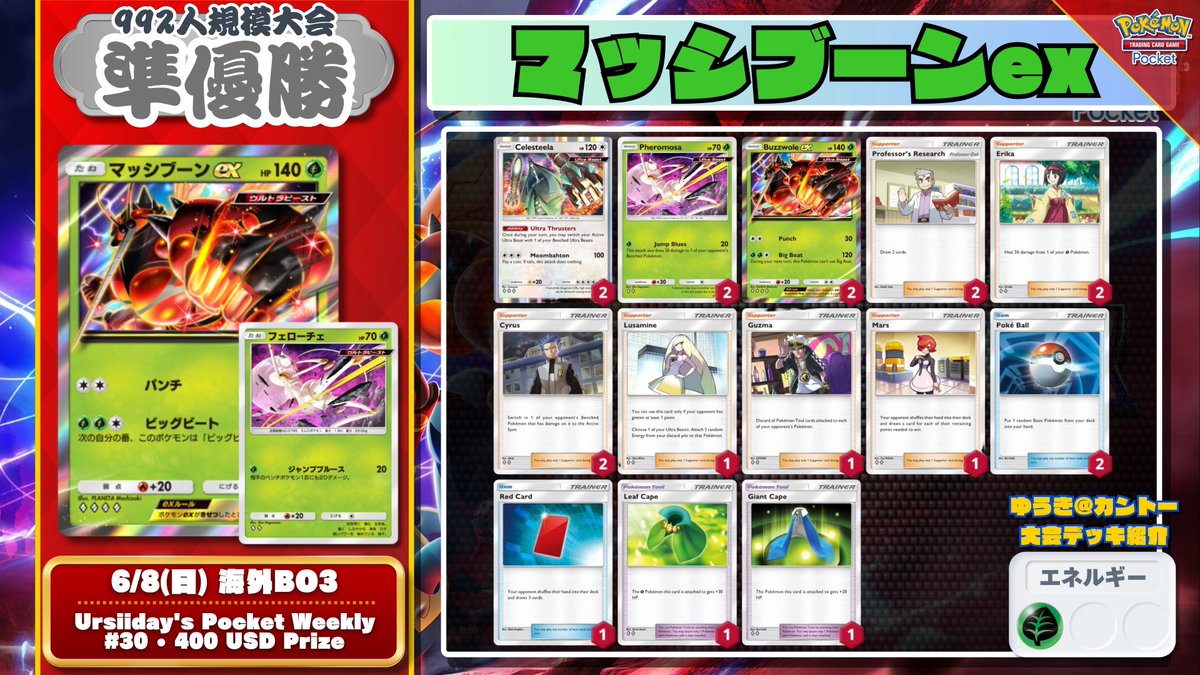 🌏 #ポケポケ 大会結果 🌏 992人規模！「リザードン×シルヴァディ」が