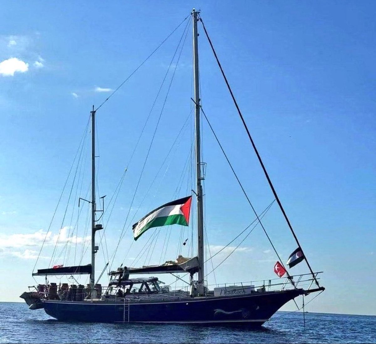 ShaykhSulaiman's tweet photo. BREAKING: ISRAEL HAS TAKEN OVER THE MADLEEN FREEDOM FLOTILLA 

Francesca Albanese:

“1AM UK time. Israeli speedboat reached Madleen. "At the time the boat was intercepted no one is wounded" the captain asked me to record. I heard the soldiers speaking while the captain was on the phone with me. I lost connection with the captain as he was telling me that "another boat is approaching".