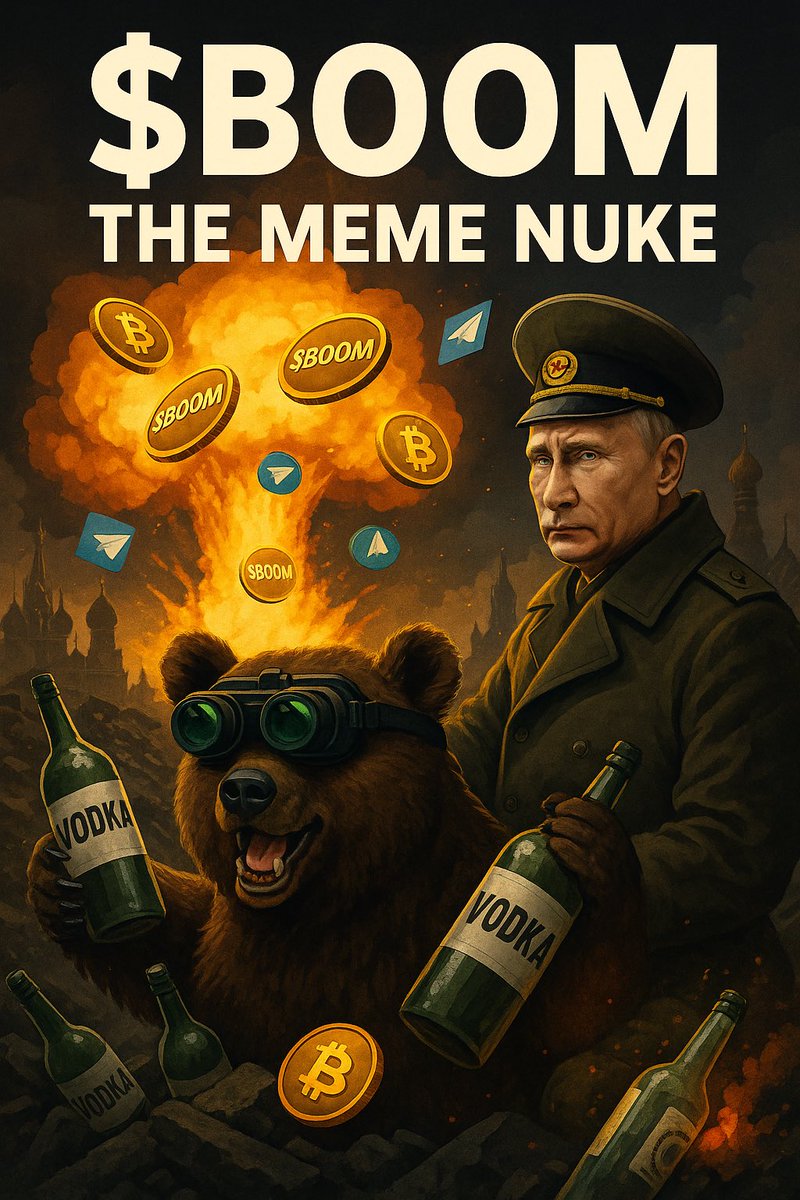 NukeCoinKGB's tweet photo. 🚨 $BOOM just launched with zero brain cells and 1000 nukes 💥
Putin’s drunk, the bear’s in charge 🐻🍾
No plan. No mercy. Just memes and mushroom clouds.

It’s an accident with a buy button. ☢️

💣 https://t.co/0DrN7UNALh
#BOOM #MemeNuke #Solana #Crypto #PumpFu #SendIt https://t.co/CcpWnf1GDQ