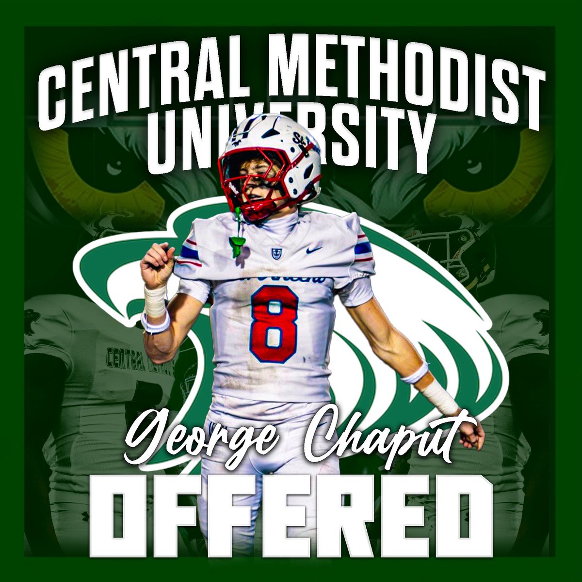 St. Vincent de Paul College Prep Football (@svhs_fb) on Twitter photo Congratulations to <a href="/chaput_george/">George Chaput</a> for receiving an offer from Central Methodist University!
<a href="/cmueaglesFB/">Central Methodist Football</a> | <a href="/DLeach37/">David Leach ✝️</a> Congratulations to <a href="/chaput_george/">George Chaput</a> for receiving an offer from Central Methodist University!
<a href="/cmueaglesFB/">Central Methodist Football</a> | <a href="/DLeach37/">David Leach ✝️</a>