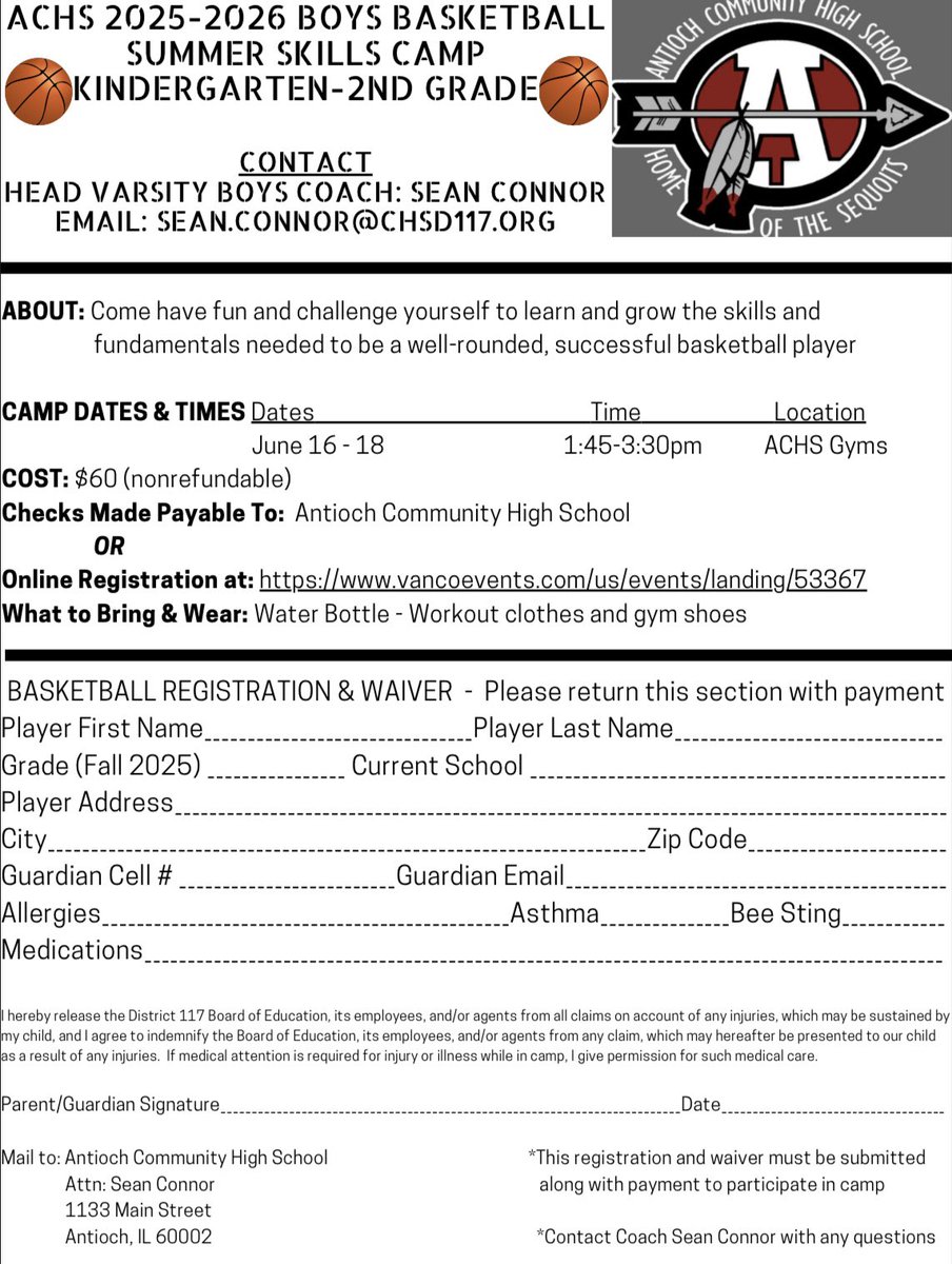 Antioch HS (IL) Boys Basketball (@sequoithoops) on Twitter photo LAST CALL: June 9-12 ACHS BOYS BASKETBALL CAMP FROM 145-330pm
3rd-8th Grade
Registration Link - vancoevents.com/us/events/land…
<a href="/dpavell/">FPCOACHDOMMER</a> LAST CALL: June 9-12 ACHS BOYS BASKETBALL CAMP FROM 145-330pm
3rd-8th Grade
Registration Link - vancoevents.com/us/events/land…
<a href="/dpavell/">FPCOACHDOMMER</a>