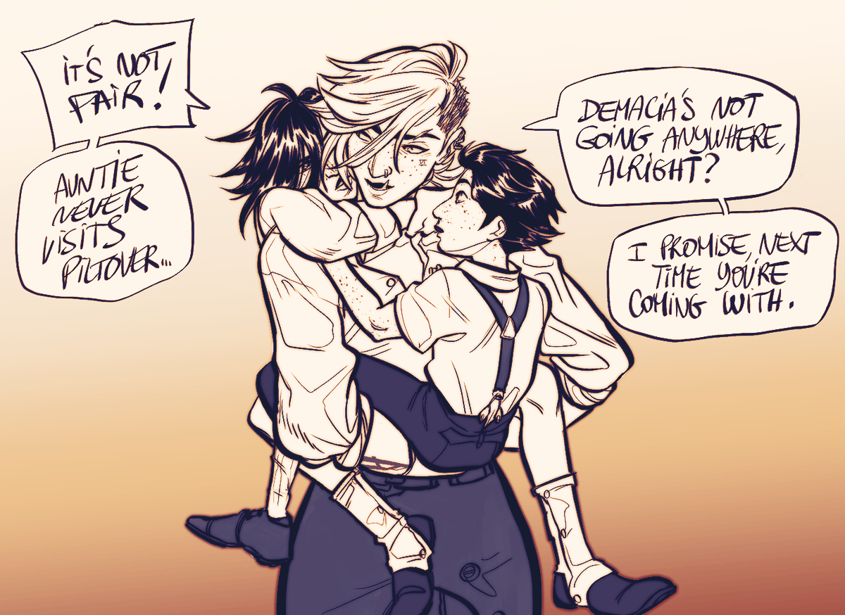 BbLunaire's tweet image. Hi remember me from the gala caitvi comic? ye heres more of that. (also i kept camille for the name of the daughter because i do what i want) ENJOY #Caitvi #arcane #arcanefanart
1/21