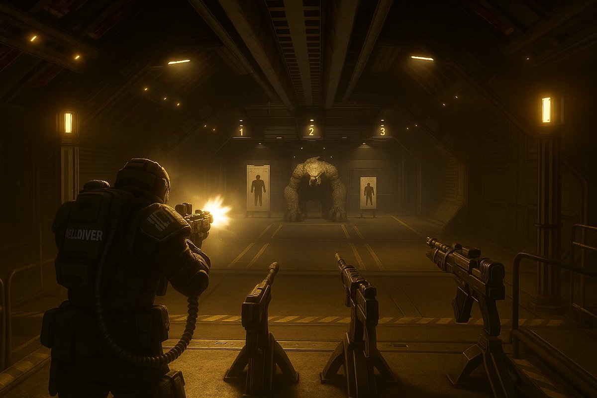 XMars888's tweet photo. @helldivers2 @ArrowheadGS Can we get a shooting range bay add on for our super destroyer? To trst out weapons and builds? It would be great for some down time. https://t.co/OMfW0CICuQ